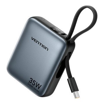 Vention 10000mAh 35W - power bank with USB-C cable (grey)