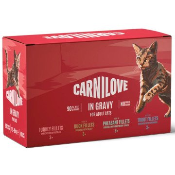CARNILOVE Cat Pouch Gravy Box - wet cat food - 12x85g