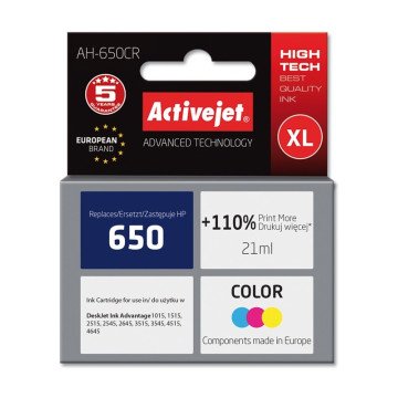 Activejet AH-650CR ink (replacement for HP 650 CZ102AE; Premium; 21 ml; color) Activejet AH-650CR ink (replacement for HP 650 CZ102AE; Premium; 21 ml; color)