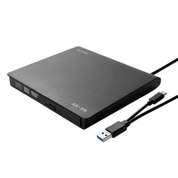 SAVIO AK-59 External slim CD/DVD Recorder R/RW - USB-C/USB-A, black SAVIO AK-59 External slim CD/DVD Recorder R/RW - USB-C/USB-A, black