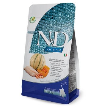 FARMINA N&D Ocean Cat Cod, Shrimp, Pumpkin and Cantaloupe Melon Kitten - dry cat food - 1.5 kg FARMINA N&D Ocean Cat Cod, Shrimp, Pumpkin and Cantaloupe Melon Kitten - dry cat food - 1.5 kg