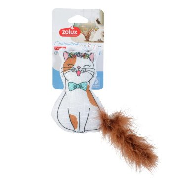ZOLUX Chatouille Cat with feathers and catnip - cat toy - 13cm ZOLUX Chatouille Cat with feathers and catnip - cat toy - 13cm