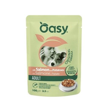 OASY Strips in Gravy Adult with Salmon and potatoes - wet dog food - 100g