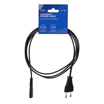 Savio CL-100 power cable Black 1.8 m IEC Type E (3.4 mm, 3.1 mm) IEC C7 Savio CL-100 power cable Black 1.8 m IEC Type E (3.4 mm, 3.1 mm) IEC C7