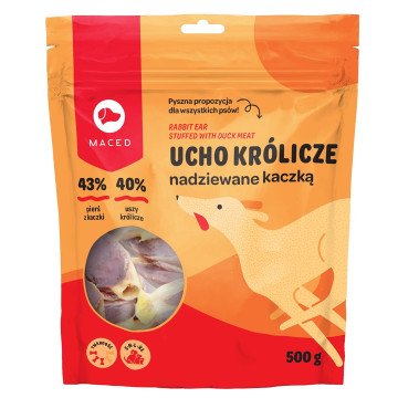 MACED Duck with rabbit ear - dog chew - 500g MACED Duck with rabbit ear - dog chew - 500g
