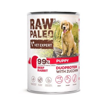 VETEXPERT Raw Paleo Duoprotein Beef & Rabbit Puppy - wet dog food - 400g