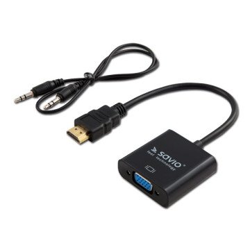 SAVIO HDMI (M) – VGA (F) Adapter with audio CL-23/B Black SAVIO HDMI (M) – VGA (F) Adapter with audio CL-23/B Black