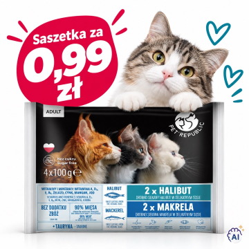 PETREPUBLIC Adult Halibut and mackerel box – wet cat food – 4x100g PETREPUBLIC Adult Halibut and mackerel box – wet cat food – 4x100g