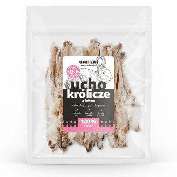UNISZKI Rabbit ear with fur - treat for dogs - 20 pieces
