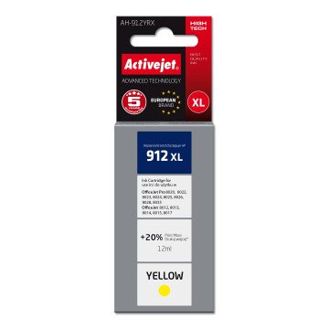 Activejet AH-912YRX Ink Cartridge (replacement for HP 912XL 3YL83AE; Premium; 990 pages; 12 ml, yellow) Activejet AH-912YRX Ink Cartridge (replacement for HP 912XL 3YL83AE; Premium; 990 pages; 12 ml, yellow)