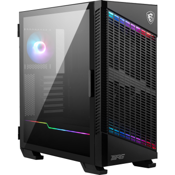 MSI MPG VELOX 100P AIRFLOW Mid Tower Gaming Computer Case 'Black, 3x 120mm Fan + 1x 120mm ARGB Fan, ARGB light strip, USB Type-C, 1x Tempered Glass, Center, E-ATX, ATX, mATX, mini-ITX' MSI MPG VELOX 100P AIRFLOW Mid Tower Gaming Computer Case 'Black, 3x 120mm Fan + 1x 120mm ARGB Fan, ARGB light strip, USB Type-C, 1x Tempered Glass, Center, E-ATX, ATX, mATX, mini-ITX'