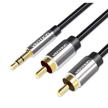 Vention 3.5mm Male to 2RCA Male Audio Cable 1M Black Metal Type