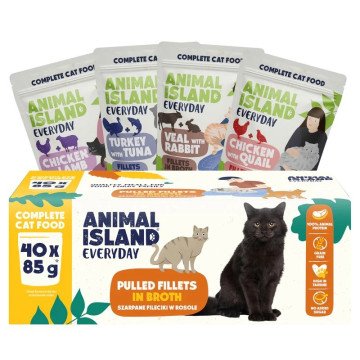 ANIMAL ISLAND Everyday Fillets in broth Box - wet cat food - 40x85g ANIMAL ISLAND Everyday Fillets in broth Box - wet cat food - 40x85g