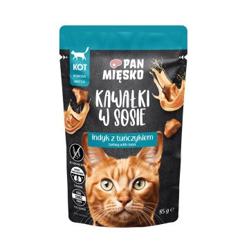 PAN MIĘSKO Pieces in sauce Turkey with tuna - wet cat food - 85g PAN MIĘSKO Pieces in sauce Turkey with tuna - wet cat food - 85g