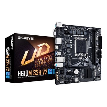 GIGABYTE H610M S2H V2 Motherboard - Supports Intel Core 14th CPUs, 4+1+1 Hybrid Phases Digital VRM, up to 5600MHz DDR5, 1xPCIe 3.0 M.2, GbE LAN, USB 3.2 Gen 1