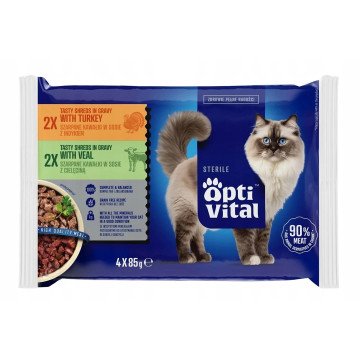 OPTIVITAL Sterile Turkey and veal - wet cat food - 4x85g OPTIVITAL Sterile Turkey and veal - wet cat food - 4x85g