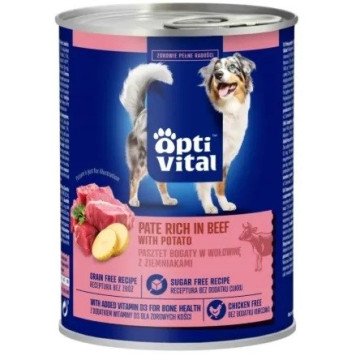 OPTIVITAL Pork pâté, rich in beef and potatoes - wet dog food - 400g OPTIVITAL Pork pâté, rich in beef and potatoes - wet dog food - 400g