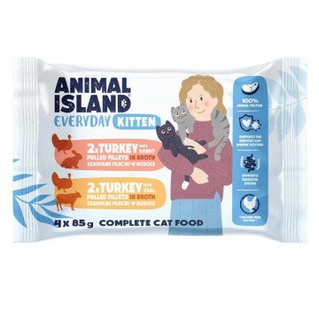 ANIMAL ISLAND Everyday Kitten Turkey with rabbit, Turkey with veal Box - wet cat food - 4x85g ANIMAL ISLAND Everyday Kitten Turkey with rabbit, Turkey with veal Box - wet cat food - 4x85g
