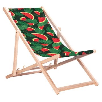 GreenBlue GB183 Classic Beech Deck Chair with Watermelon Print GreenBlue GB183 Classic Beech Deck Chair with Watermelon Print
