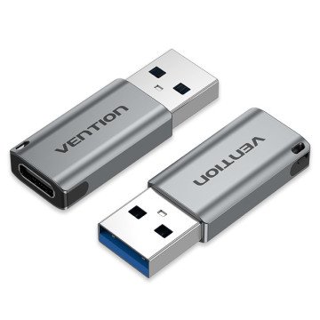 Vention USB 3.0 Male to USB-C Female Adapter Gray Aluminum Alloy Type Vention USB 3.0 Male to USB-C Female Adapter Gray Aluminum Alloy Type