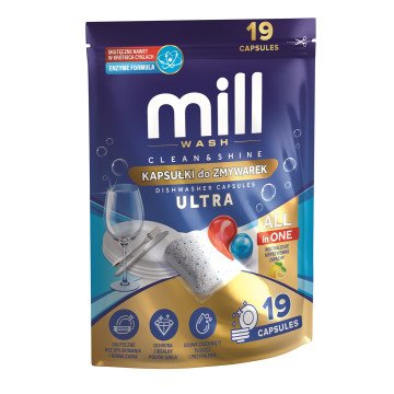 MILL CLEAN&SHINE Ultra Dishwasher Capsules, 19 capsules, 3K.D MILL CLEAN&SHINE Ultra Dishwasher Capsules, 19 capsules, 3K.D