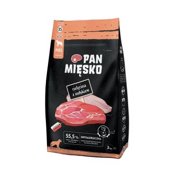 PAN MIĘSKO Veal with turkey XS - dry dog food - 3kg