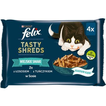 FELIX Tasty Shreds with salmon and tuna - 4x 80g FELIX Tasty Shreds with salmon and tuna - 4x 80g