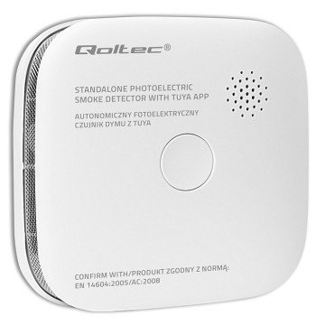 Qoltec 52579 Wireless smoke detector with battery | Tuya | Wi-fi | sensor service life 10 years | alarm 85dB | LED