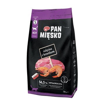 PAN MIĘSKO Veal with shrimps S - dry cat food - 1,6kg