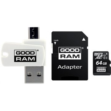 Goodram All in one M1A4-0640R12 memory card 64 GB MicroSDXC Class 10 UHS-I + The card reader Goodram All in one M1A4-0640R12 memory card 64 GB MicroSDXC Class 10 UHS-I + The card reader