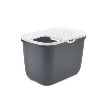 SAVIC HOP Anthracite with White Lid – Cat Litter Tray – 58.5x39x39.5 cm – 1 pc.