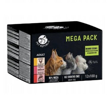 PETREPUBLIC Mega Pack Chicken, salmon, veal - wet cat food - 12x100g PETREPUBLIC Mega Pack Chicken, salmon, veal - wet cat food - 12x100g