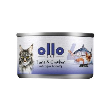 OLLO Cat nr 4 Tuna & Chicken with squid & shrimp in broth - wet cat food - 70g OLLO Cat nr 4 Tuna & Chicken with squid & shrimp in broth - wet cat food - 70g
