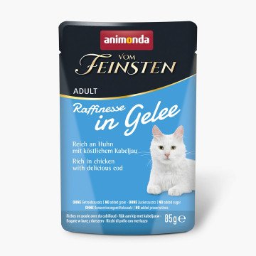 ANIMONDA Vom Feinsten Adult Raffinesse in Jelly rich in Chicken with Cod - wet cat food - 85 g