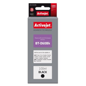 Activejet AB-D60Bk Ink Bottle (Replacement, Brother BT-D60Bk; Supreme; 100 ml; Black)