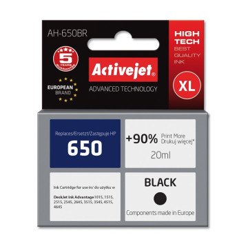 Activejet AH-650BR Ink (replacement for HP 650 CZ101AE; Premium; 20 ml; black) Activejet AH-650BR Ink (replacement for HP 650 CZ101AE; Premium; 20 ml; black)