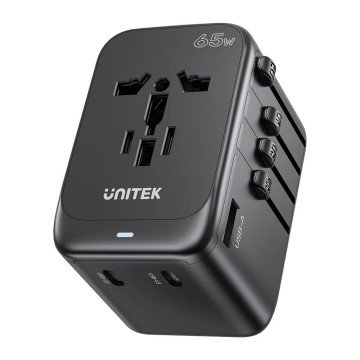 Power charger - Unitek 65W Universal Travel Adapter (P1122ABK01) | 1xUSB-A 3xUSB-C 1xAC Power charger - Unitek 65W Universal Travel Adapter (P1122ABK01) | 1xUSB-A 3xUSB-C 1xAC