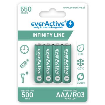 Rechargeable batteries everActive Ni-MH R03 AAA 550 mAh Infinity Line Rechargeable batteries everActive Ni-MH R03 AAA 550 mAh Infinity Line