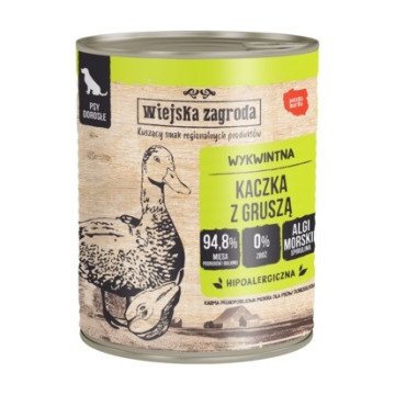 WIEJSKA ZAGRODA Duck with pear - wet dog food - 800g