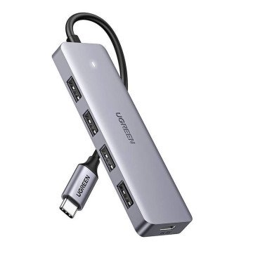 Ugreen Hub 4-in-1 USB-C Adapter to 4× USB 3.0 + USB-C Grey
