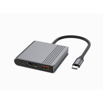 Gembird A-CM-COMBO3-05 USB Type-C 3-in-1 multi-port adapter (USB port + HDMI + USB-C video), space grey Gembird A-CM-COMBO3-05 USB Type-C 3-in-1 multi-port adapter (USB port + HDMI + USB-C video), space grey