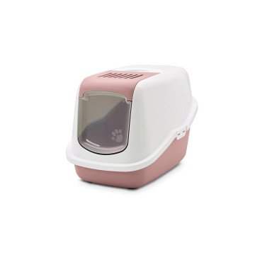 SAVIC Nestor White-Pink - Covered Cat Litter Box - 56x39x38.5 cm - 1 pc
