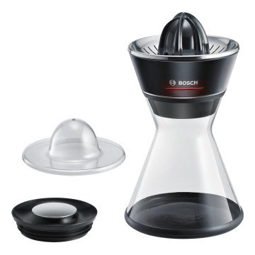 Bosch MCP72GPB citrus press Plastic, Stainless steel Black, Transparent