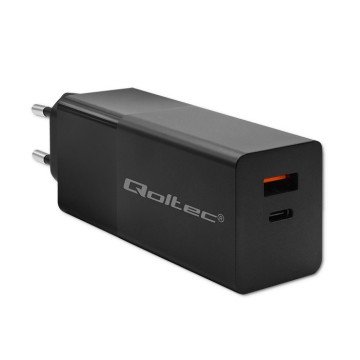 Qoltec 52382 GaN POWER PRO charger | 1xUSB type C | 1xUSB A | 100W | 5-20V | 1.5-5A | PD | Black Qoltec 52382 GaN POWER PRO charger | 1xUSB type C | 1xUSB A | 100W | 5-20V | 1.5-5A | PD | Black