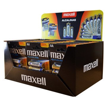 Maxell Alkaline LR6 AA 4-pack Display (30 blister packs/120 batteries) Maxell Alkaline LR6 AA 4-pack Display (30 blister packs/120 batteries)