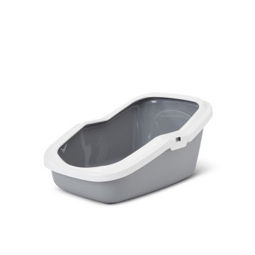 SAVIC ASEO Grey with White Rim - Open Cat Litter Tray - 56x39x27.5 cm - 1 pc.