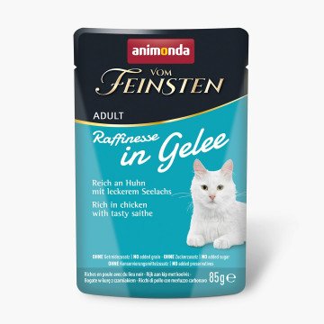 ANIMONDA Vom Feinsten Adult Raffinesse in Jelly rich in Chicken with Black Pollock - wet food for cats - 85g