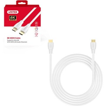 UNITEK HDMI 2.1 8K HDR Cable, White, 1m UNITEK HDMI 2.1 8K HDR Cable, White, 1m