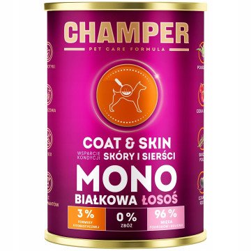 CHAMPER Coat & Skin Monoprotein Salmon - wet dog food - 400g