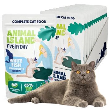 ANIMAL ISLAND Everyday White fish fillets in broth - wet cat food - 12 x 85g ANIMAL ISLAND Everyday White fish fillets in broth - wet cat food - 12 x 85g